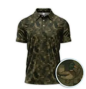 Mallard Duck Camo Polo Shirt for Men Waterfowl Pattern Funny Crazy Golf Outfit Tee