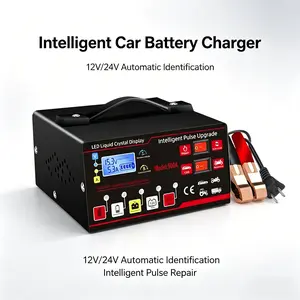 Smart Pulse Repair Battery Charger, 12V/24V Automatic Recognition, LCD Display, High Power Intelligent Repair and Activate, for Car and Motorcycle
