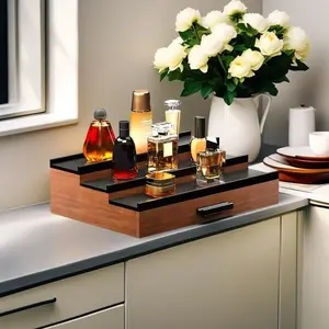 Wooden Perfume Storage Box, 1 Count 3 Layer Perfume Display Rack, Cosmetic Organizer, Home Organizer for Bedroom Bathroom, Beauty Organizer