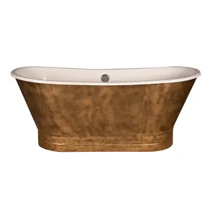 Akicon Custom Double Slipper Copper Ceramic Freestanding Spa Tub
