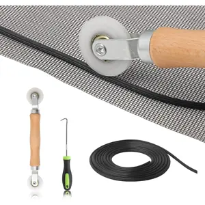 Window Screen Door Repair Kit Include Window Screens Mesh 48"x115" with All Tools in Window Screen Replacement, (Black)