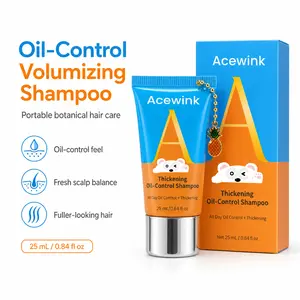 Acewink Oil-Control Volumizing Haircare Shampoo with Coconut Oil - Lightweight Thickening Formula, Daily Cleansing Scalp Cleanser for Oily Roots, Fuller Hair, Normal Hair Types, Gym-Ready Use, 25mL