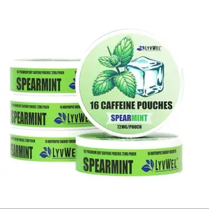 5 Pack Spearmint-72mg Caffeine each pouch,16 pouches each Jar. Energy Sport Beverage Sugar-Free Pre-Workout Drink healthy evergy Nootropic Sports upper decky juice lyvwel energy  drink