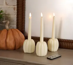 S/3 Flameless Wax Pumpkin Taper Candles by Lauren McBride