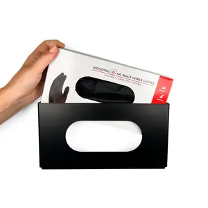 Glove And Tissue Dispenser Rack - Accommodates Gloves, Tissues, Towels, Wet Wipes, Tissue Boxes, Can Be Installed in Toolboxes Or Garages, Workshops, Kitchens, Wall-Mounted (Black), Glove Box Holder, Tissue Holder, Durable Coated Metal