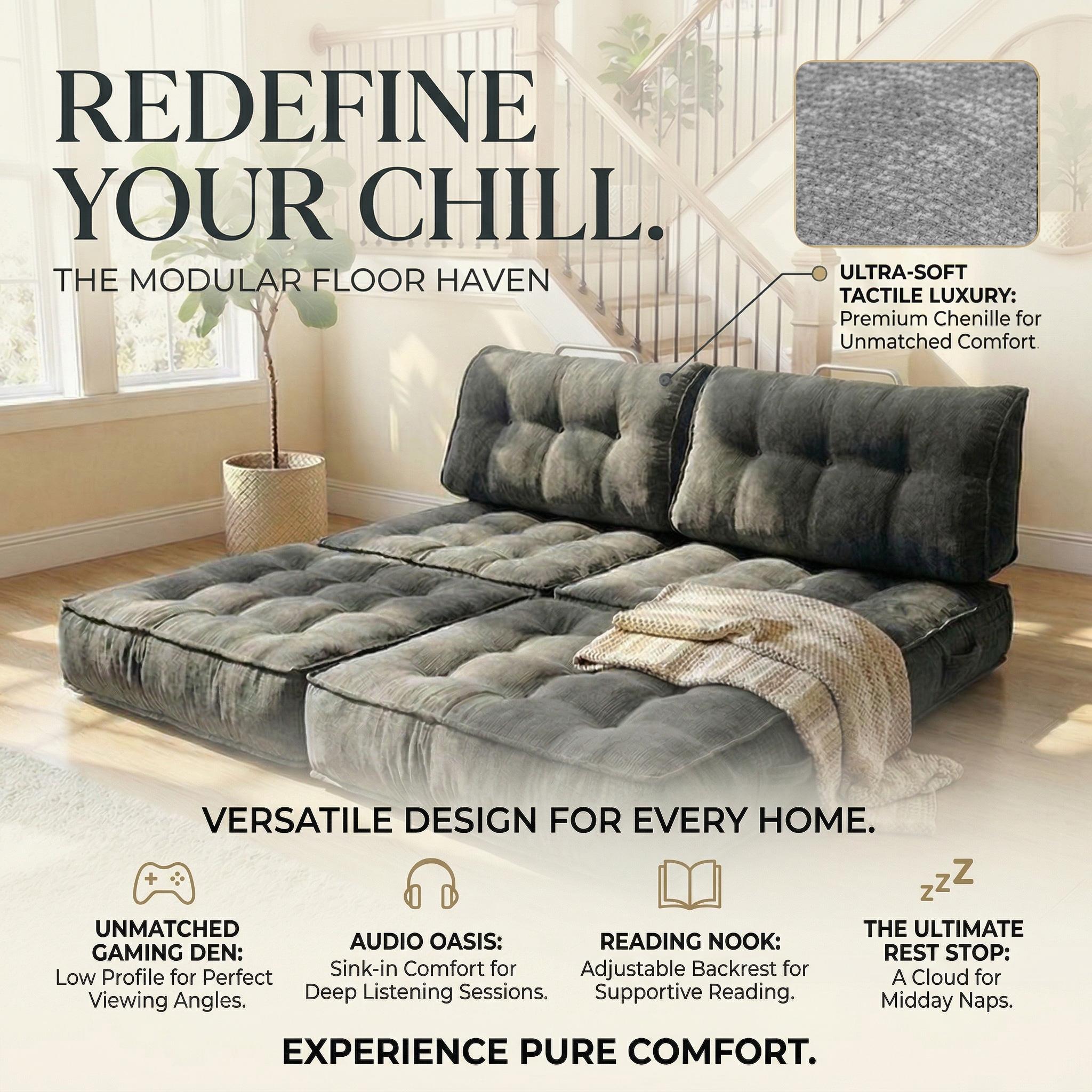 Indoor reading and resting single convertible sofa bed, simple folding and space saving small sofa, can be used in multiple combinations without assembly, compressed and packaged for safe transportation