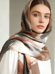 Spring and summer hot-selling new herringbone tie-dye linen scarf, women's versatile ethnic style shawl
