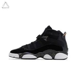 Black and Gold Patent Leather High-Top Retro Basketball Shoes with Splatter Midsole