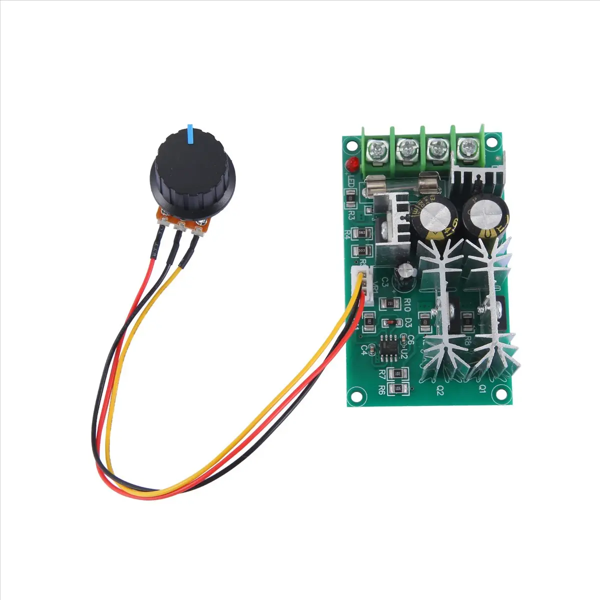 20A PWM DC Motor Speed Controller with Potentiometer Knob Switch, 12V-48V Voltage Compatibility, 0-100% Speed Range, 1200W Power, 25kHz Frequency, 77Mm * 45Mm * 28Mm Size, Barrier Terminal Block (Household Appliance Accessory)