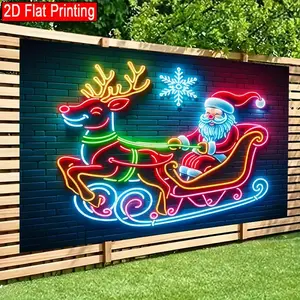 1pc 2D Flat Santa and reindeer sleigh - Very suitable for living room, bedroom, office, outdoor decoration, no need for electricity, terrace decoration Ornaments White