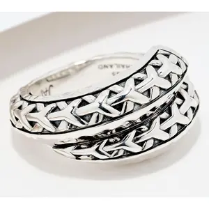 JAI Sterling Silver Heritage Texture Wrap Ring