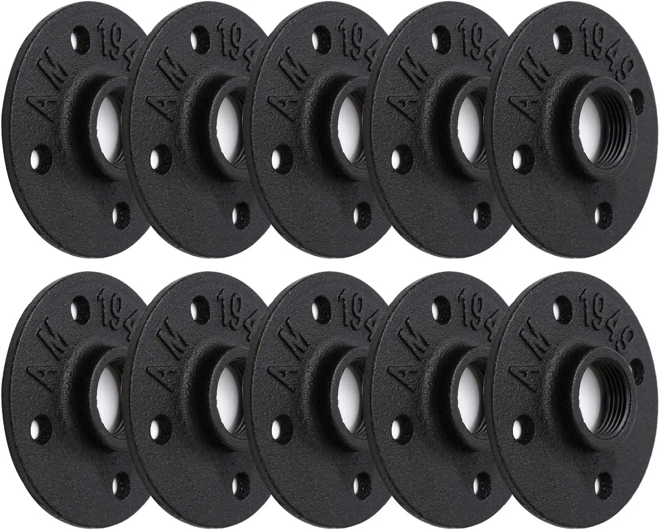 1" Black Painted Floor Flange,  10 Pack 4  Pipe Flange for Industrial  style, Flanges with Threaded Hole for DIY Project/Furniture/Shelving Decoration(10, 1 Inch Black)