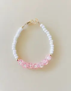 Personalized Baby Pink Name Bracelet – Gold-Filled, Waterproof & Tarnish-Free