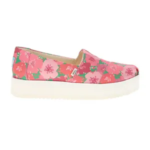 TOMS Womens Alpargata Platform Slip On Flats Casual - Pink