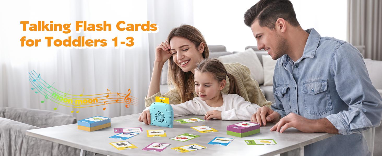 Talking Flash Cards for Toddlers 1 2 3 4 Year Olds, Montessori Language Learning with 224 Words, Pocket Speech Therapy Tools, and Speech Development Educational Playthings for Children