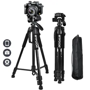 Aluminum 55” (140cm) Tall Travel Self Tripod for Smartphones, Canon Nikon DSLR/SLR Digital Cameras, with Quick-Release Plates, Mount & Pan Head – Camera & Smartphone Accessories