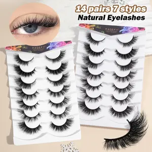 MAGEFY 14 Pairs 7 Style Natural & Thick False Eyelashes – Fluffy, Curling Manga Lashes for Party, Daily & Travel Use