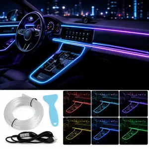 Yobis USB-Powered Car LED Ambient Lighting — 1–5 Meter Color-Changing Fiber Optic Accent Lights with Multiple Color Modes; LED "Cold Light" Guide-Wire Strips | Car Accessories | Interior Decor | Automotive Lighting Components — Easy Installation
