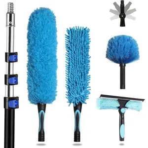 20 Foot High Reach Dusters for Cleaning 5 count, Ceiling Fan Dusters with Extension Pole, Cobweb Duster with Extension Pole for High Ceilings/Fans, 2 in 1 Window  Duster