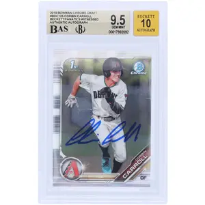 Corbin Carroll Arizona Diamondbacks Autographed 2019 Bowman Chrome Draft 1st Bowman #BDC-125 Beckett Fanatics Witnessed Authenticated 9.5/10 Card - Fanatics Authentic Certified