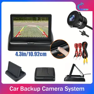 Foldable Display with 4.3-inch Monitor Wired Backup Camera System with Perforated Car Rearview Camera - Easy installation for sedans, SUVs, and pickup trucks - HD display with wide-angle lens prevents scrapes and enhances reversing safety