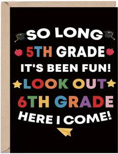 5th Grade Graduation Card Gifts, Congrats 5th Grade Card for Kids Boys Girls Son Daughter Student, Elementary School Graduation Card | Gift Card with Envelope