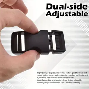 [Quick Release Buckles] 1PC Quick Side Release Buckles | Heavy Duty Plastic, Double Adjustable, No Sewing Required for Boat Covers, Luggage Straps, Pet Collars, Backpacks, Detachable Strap