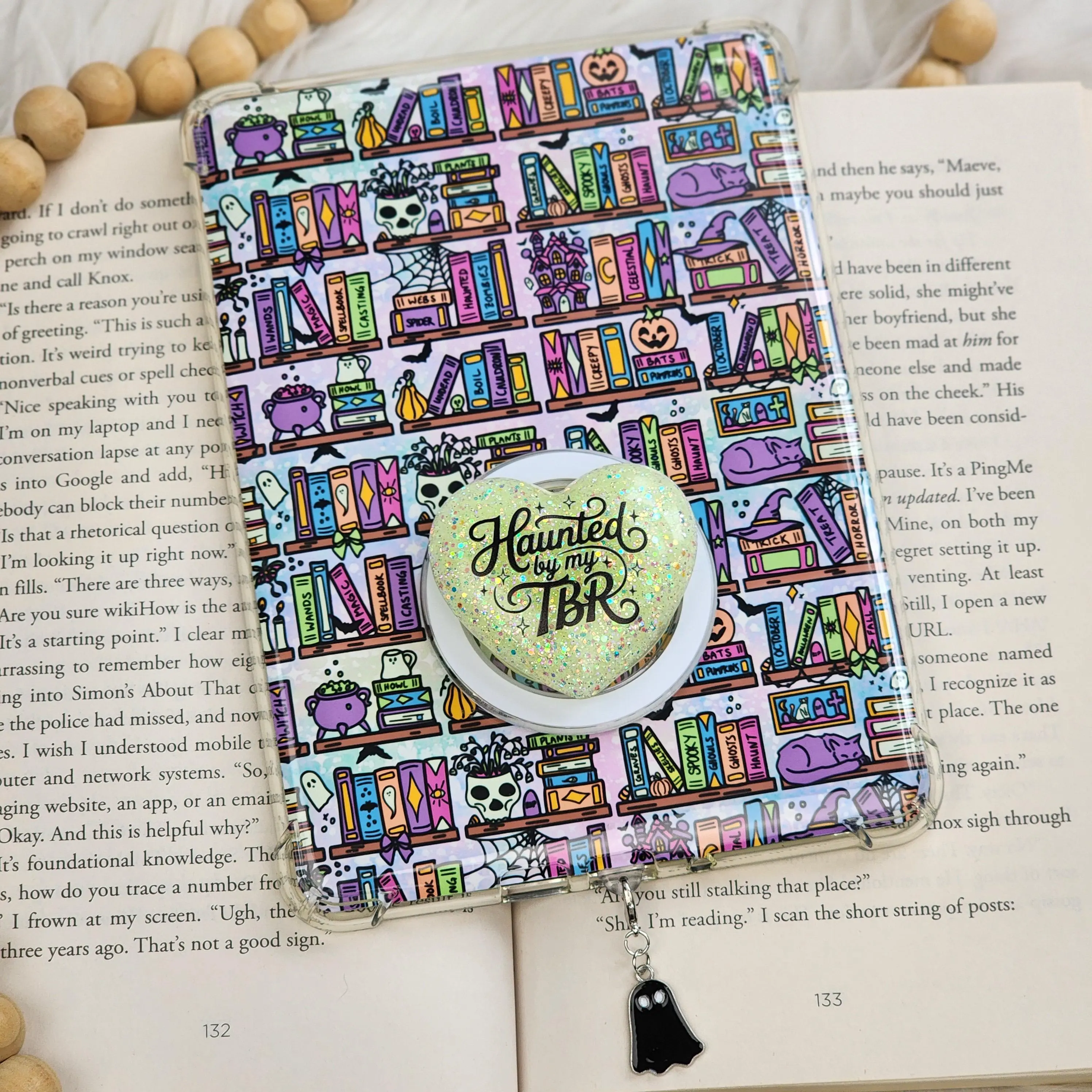 Kindle Accessories Set | Haunted TBR Spooky Library | Insert, Grip & Charm