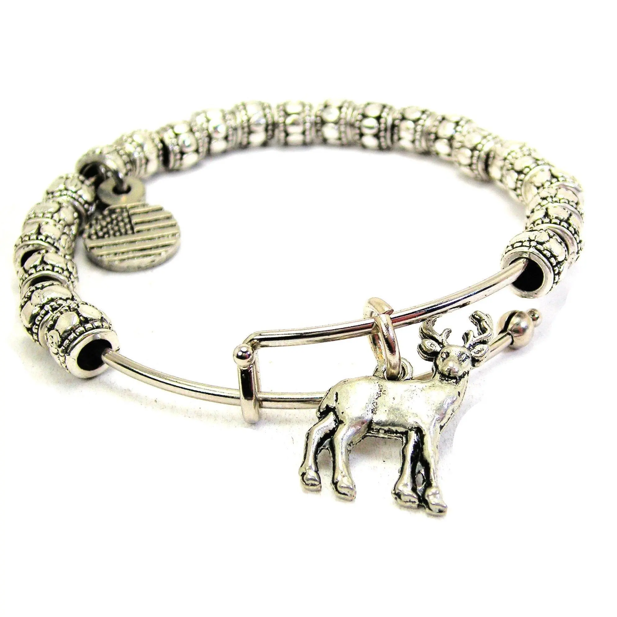 Adorable Deer Buck Metal Beaded Bracelet