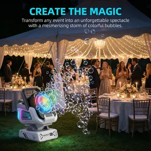 Tabletop Bubble Machine for Kids, Party Bubble Machine, Remote Control, Auto Rotation, RGB Lights, 1800mah Rechargeable Battery, Perfect for Parties and Outdoor Activities