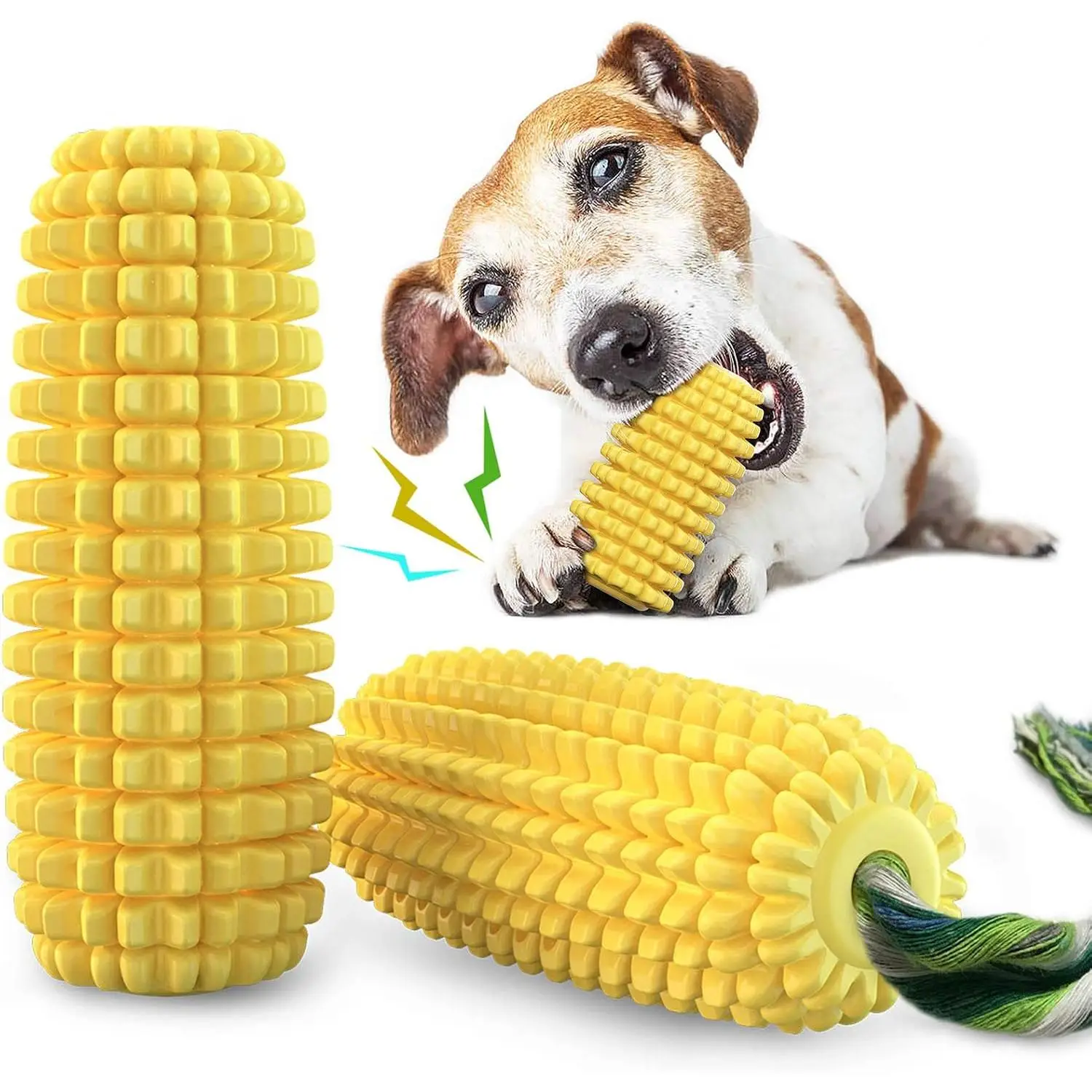 LADALADO Dog Chew Toys for Aggressive Chewers, Indestructible Tough Durable Squeaky Interactive Dog Toys, Puppy Teeth Chew Corn Stick Toy for Small Me