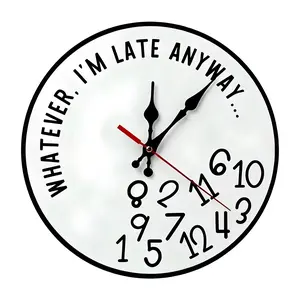 Modern Round Wooden Analog Dial-Type Matte Battery-Operated Wall Clock - Creative Funny Design, AA Battery Not Included, Ideal for Home Decor & Gifting, Analog Clock, Room Decor