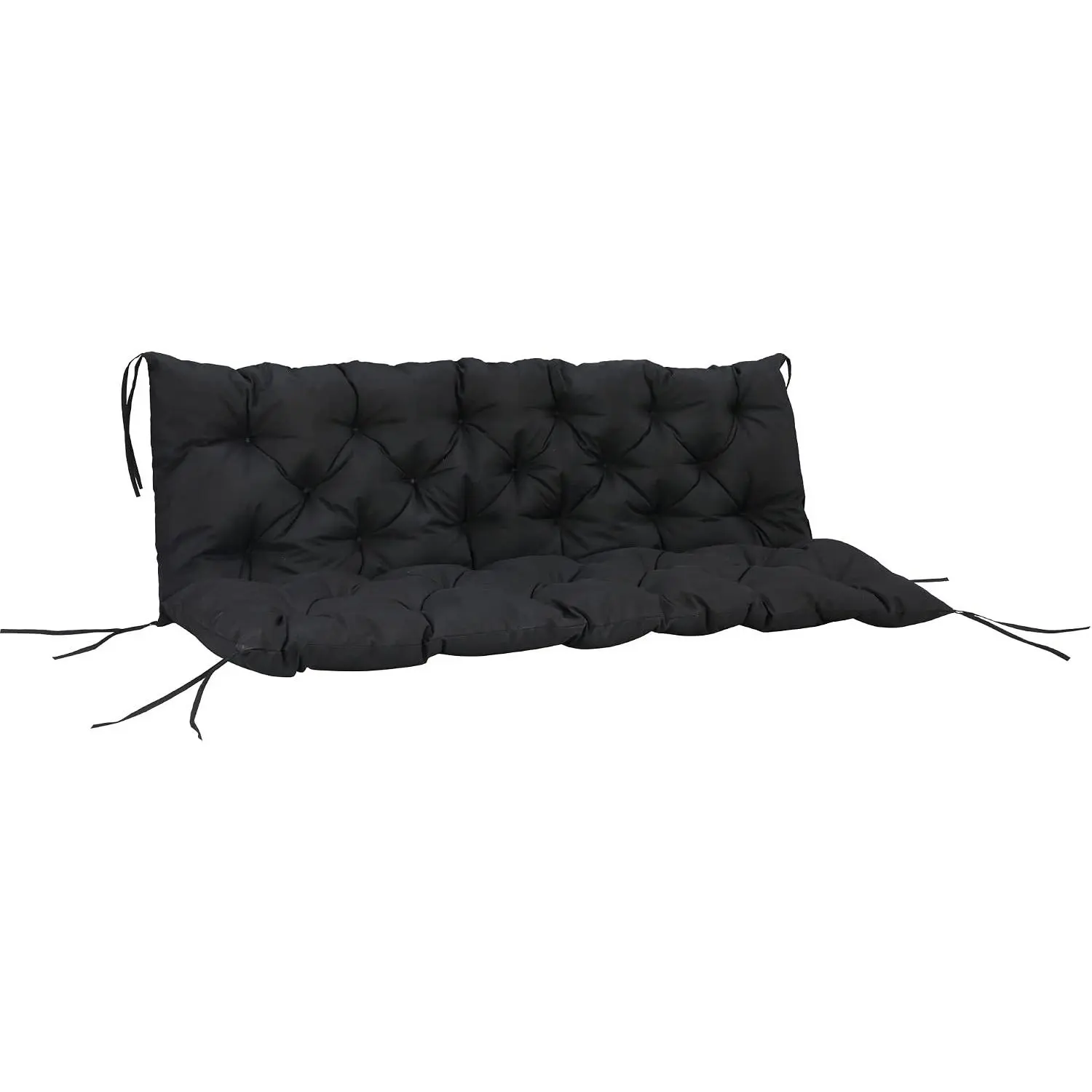 Greywick 59"x38" Tufted 3-Seater Bench Cushion with Backrest, 3.25" Foam Fill, 6 Tie Strings for Outdoor Swing, Patio Sofa, Bench