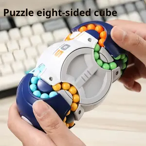 Challenging 3D Cylinder Cube Puzzle Toy with Vibrant Beads - Magic Bean Gyro Rotating Slider Game, Durable ABS Resin, Suitable for Adults and Teens - Perfect Gift for Halloween, Christmas, Thanksgiving (Available in Red, Blue, Black), Fun Toy