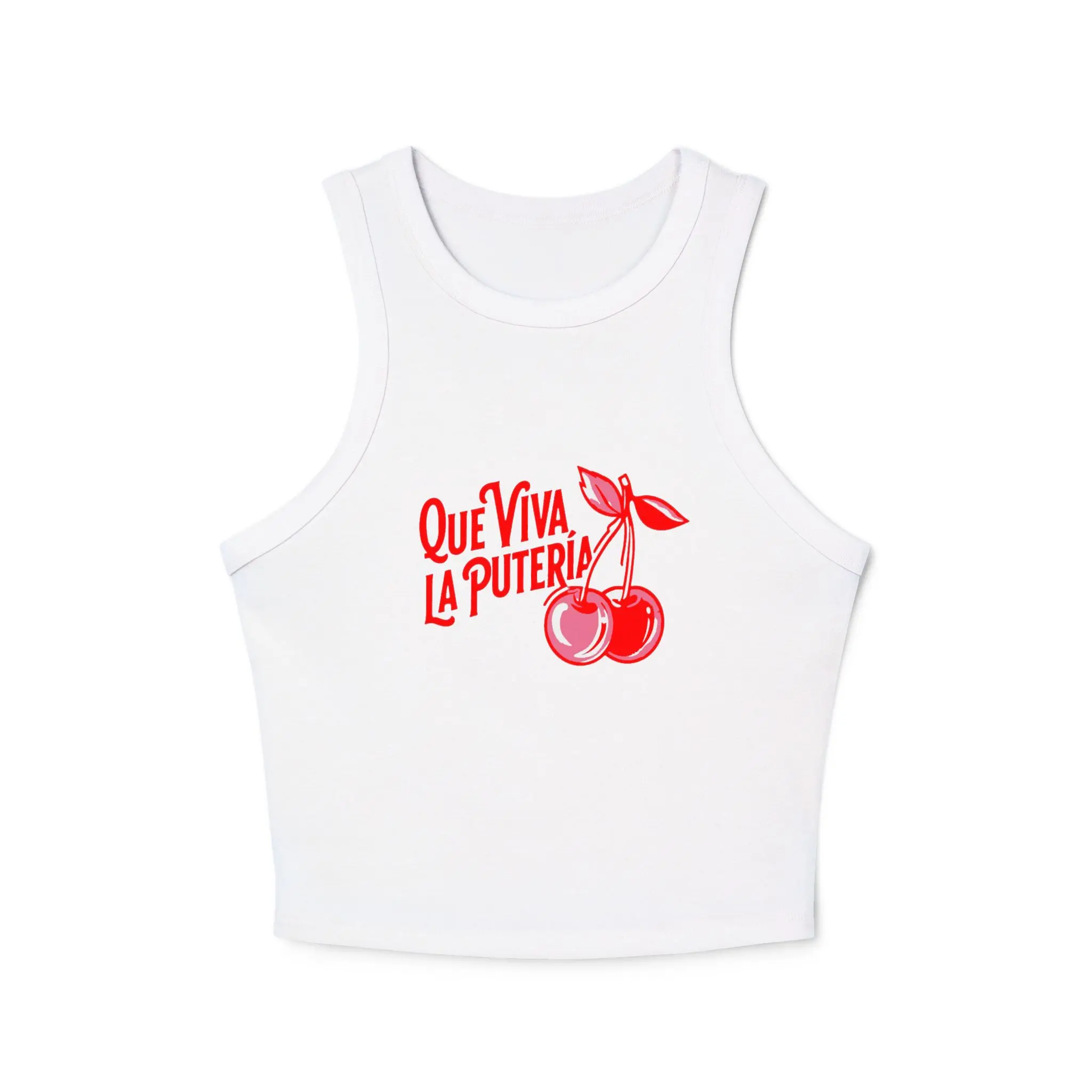 Racer Tank Top, Bunny DTMF Que viva la puteria Tank, 2025 Festival, Reggaeton, Women's Ribbed Top, Summer Fashion