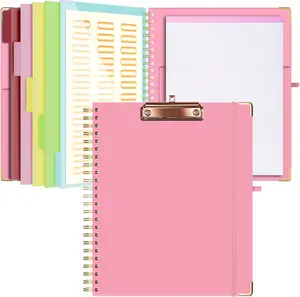 Clipboard with Storage 8.5 X 11Padfolio Organizer, Spiral Portfolio Letter Size with Notepad, Pen Holder, 5 Extra Folder Divider Pages, Elastic Closure Nurse Office Essentials ()
