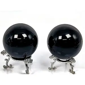 Natural Crystal Obsidian Sphere Decor Handcrafted Ornament