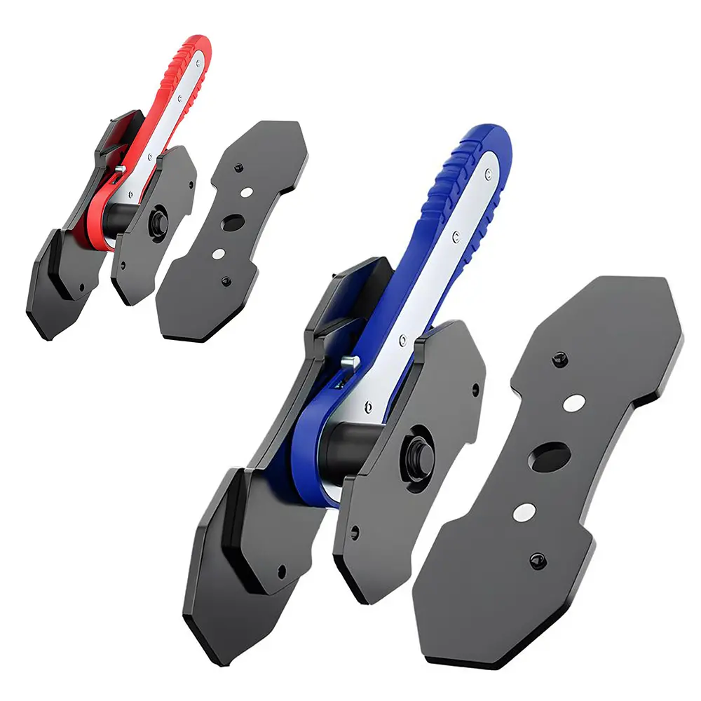 Brake Caliper tool for Single, Dual & Quad Piston Disc Brakes – 360° Rotating Ratchet Wrench, Car Brake Pads Retractor Compressor with 4PCS Spreader Plates for Brake Pump Adjustment