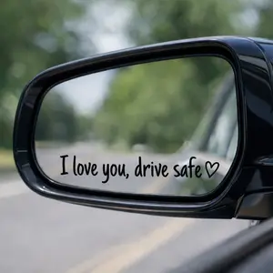 6PCS “I Love You Drive Safe” Car Mirror Decal – Cute Vinyl Stickers for Rearview Mirror, Waterproof & Durable, Romantic Safety Reminder Gift for Boyfriend, Girlfriend, Husband or Wife