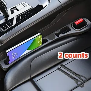 Car Seat Side Filler with Hook Function, PU Leather Side Storage holder Strip, Phone Key Ticket Holder, Auto Organizer for Stowing & Tidying, Automotive Interior Accessories