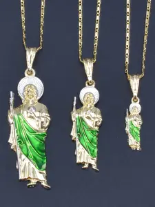 Stylish Saint Jude Pendant Necklace, Perfect Gift for Holidays, Religious Jewelry for Parties, Easter Halloween Christmas, Unisex Design