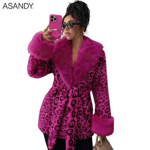 ASANDY Women’s Winter Lace-Up Leopard Print Faux Fur Coat Elegant Synthetic Leather Jacket Warm & Fashionable Outdoor Sports Coat Suitable for Cold Weather Suitable for Both Autumn and Winter ASANDY Women’s Winter Lace-Up Leopard Print Faux Fur Coat Elegant Synthetic Leather Jacket Warm & Fashionable Outdoor Sports Coat Suitable for Cold Weather Suitable for Both Autumn and Winter