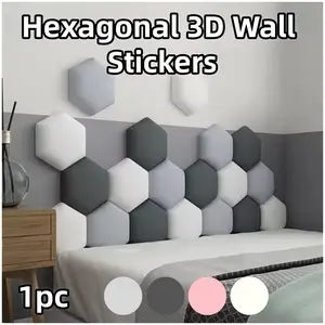 1Pc Soft Wall Panels for Rooms, Acoustic Panels Self Adhesive Sound Proof Foam, Hexagonal 3D Wall Stickers, Decorative Panels, Anti-Collision Soundproof Self-Adhesive Wall Panels, 3D Three-Dimensional Soft Pack Wallpaper