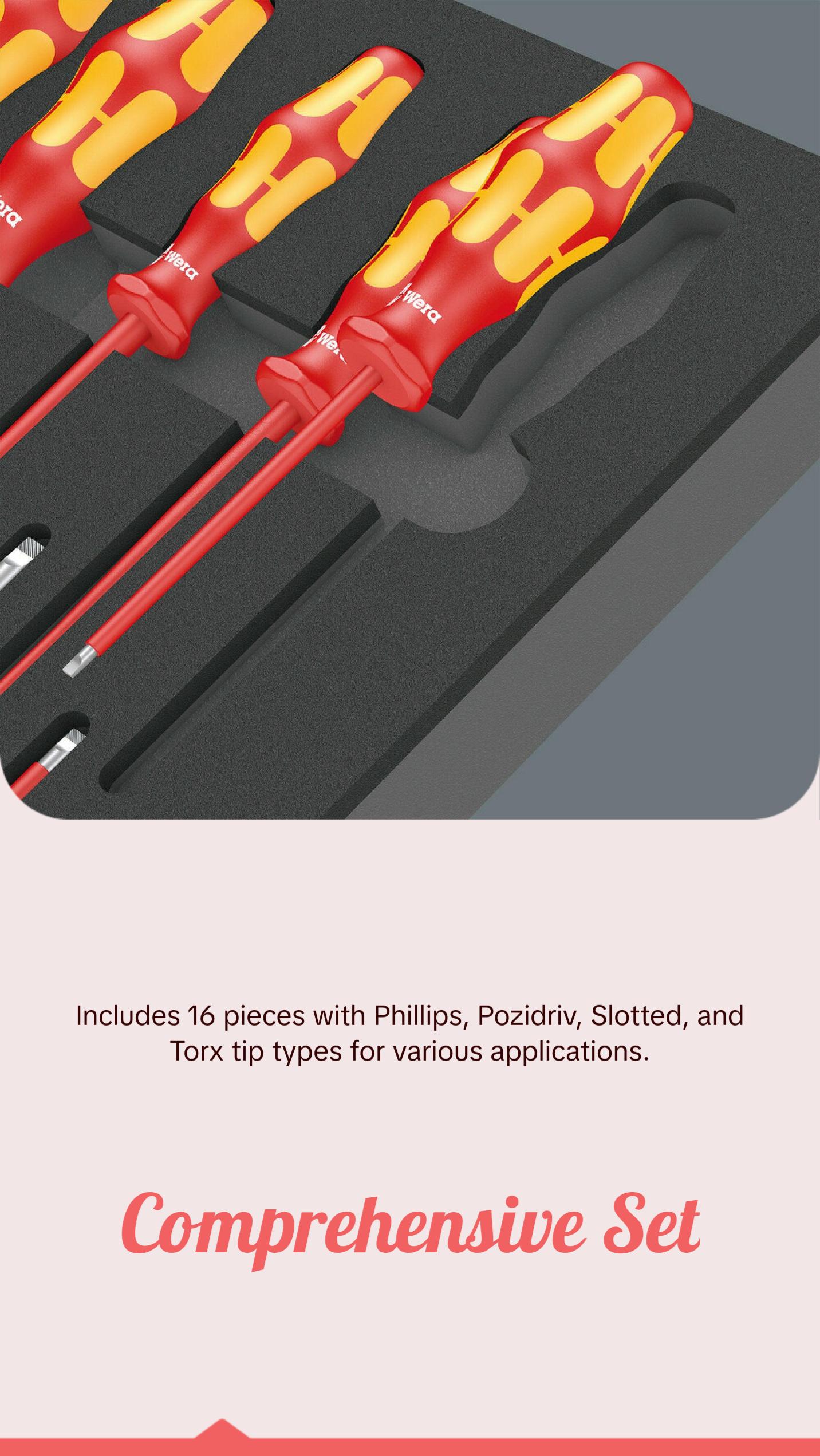 Wera 9711 Foam insert VDE screwdriver set 1, 16 pieces