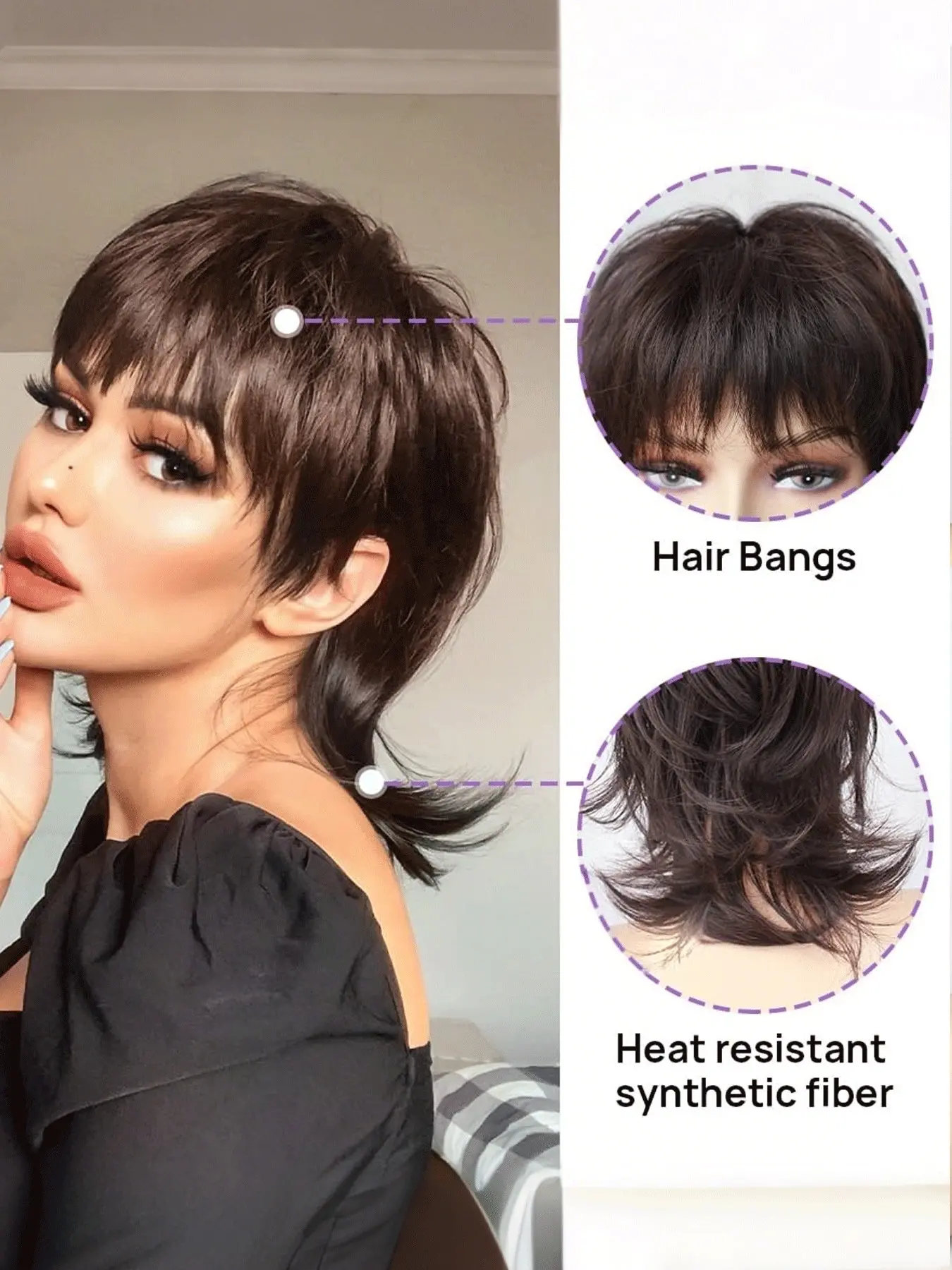Short Curly Wigs for Women Shaggy Layered Pixie Cut with Bangs Heat Synthetic Platinum Blonde Pixie Cut Wig Short Gray Blonde Wig Shaggy  main image 2