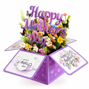 3D Pop-Up Mother's Day Card, Butterfly Floral Surprise Greeting Card for Mom