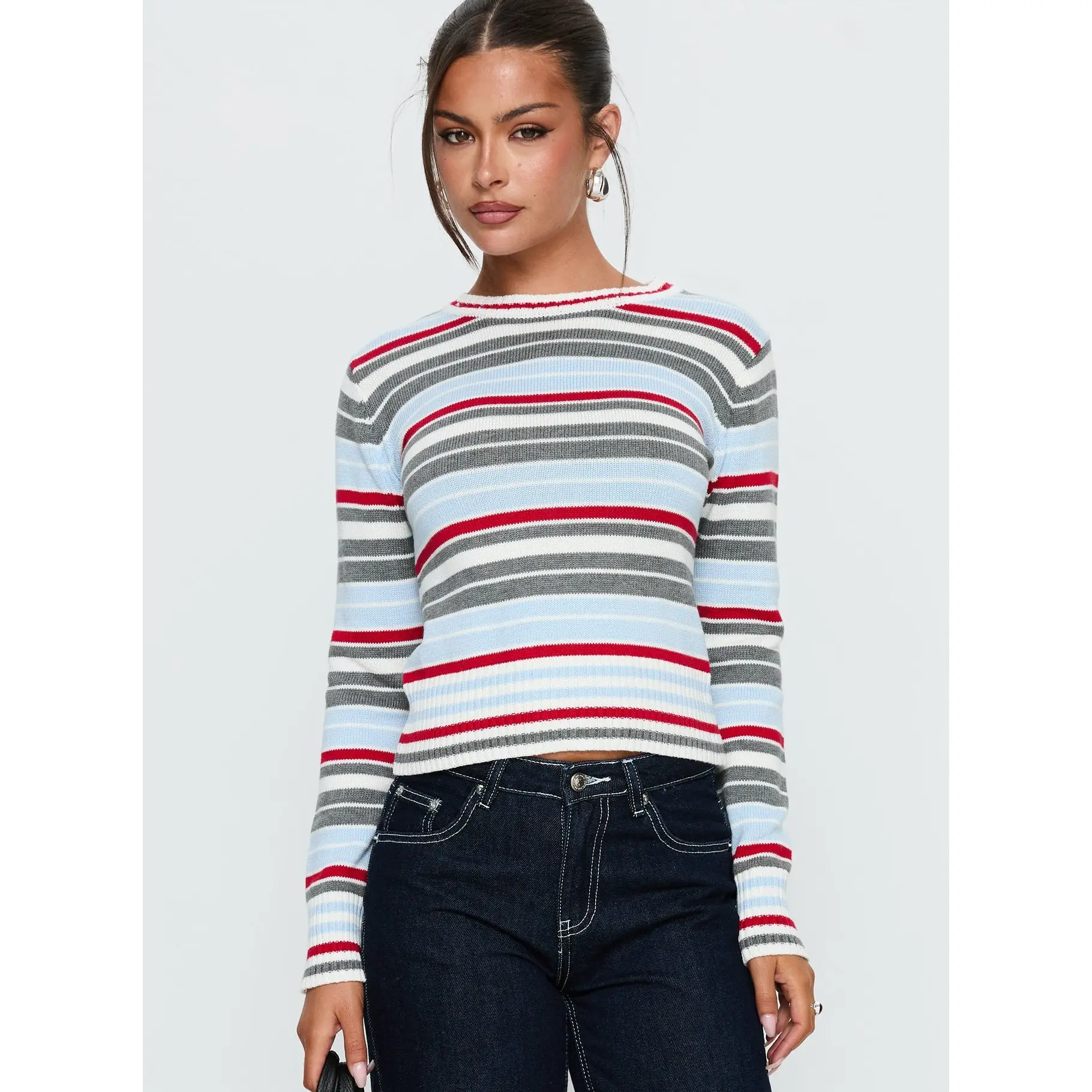 Briette Long Sleeve Top Blue / Red Stripe