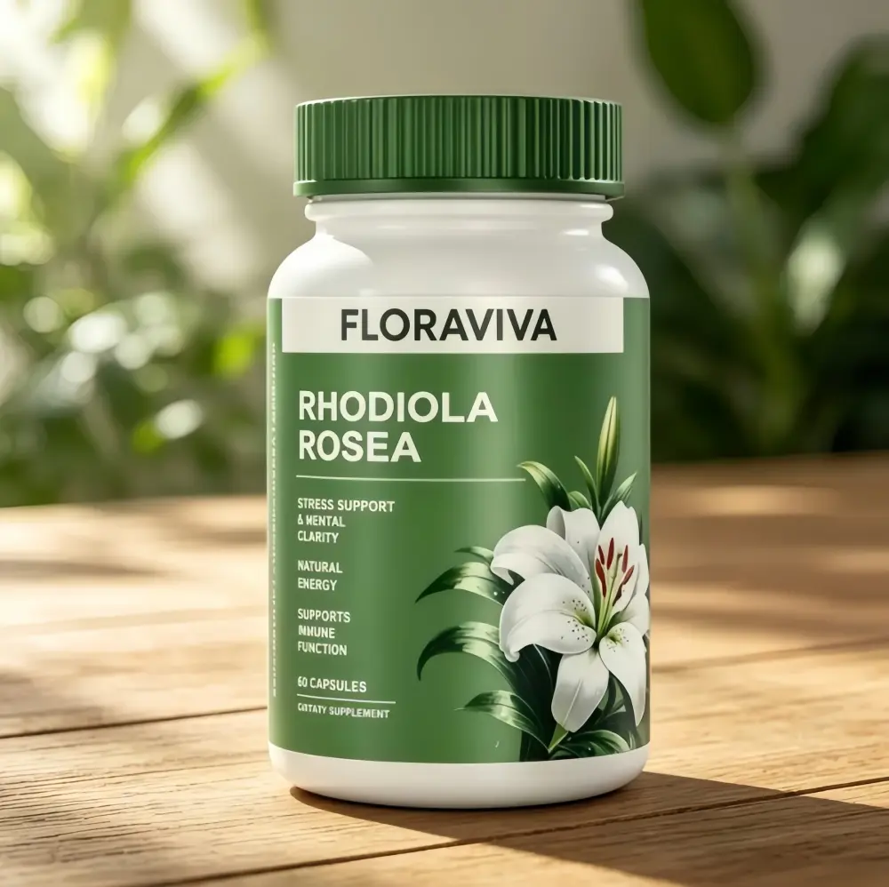 Floraviva Natural Rhodiola Rosea Stress Support Capsules 500mg - Natural Adaptogen Supplement for Stress Support, Mental Focus & Energy - | boost immune repair | Boosts Energy&Stamina | Natural Adaptogen Supplement (60 Capsules)