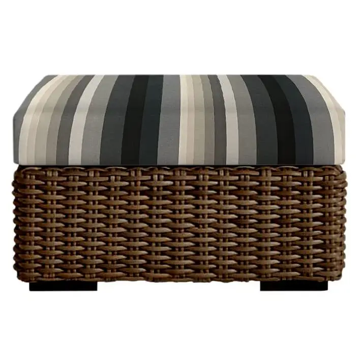 RSH Decor Foam Ottoman Cushion 19" x 15" x 4" Outdoor Patio Furniture Cushion Water-Resistant Braymont Twilight Grey Stripe
