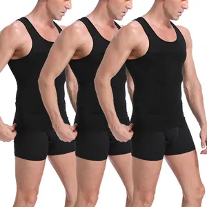 Men's 3 Pack Compression Shirts Shapewear Body Shaper Waist Trainer Vest Workout Tank Tops Undershirts fajas body shaper Menswear Fabric Dress